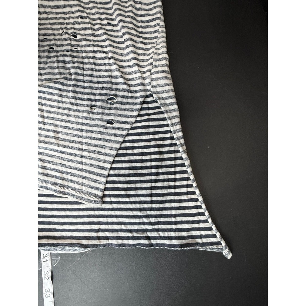 FP We the Free People Distressed Striped Tee Blue Womens M Nautical Fisherman - Picture 6 of 9
